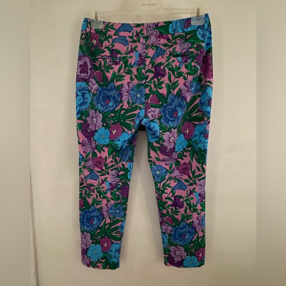 Weekend MaxMara cropped cigarette aqua floral print size 8 - Picture 6 of 10